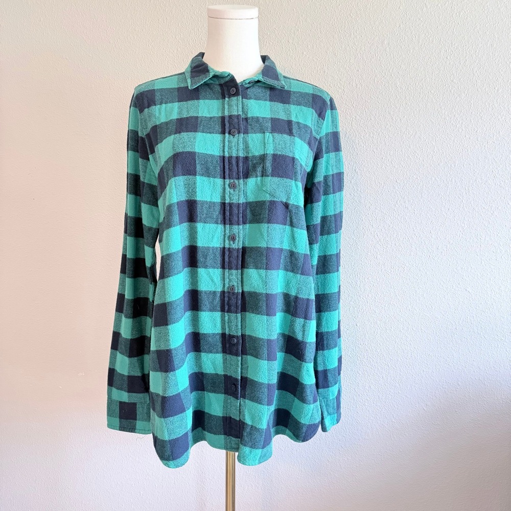 J.Crew Boy Shirt Teal Navy Buffalo Check Plaid Flannel Cotton Wool Blend 6T